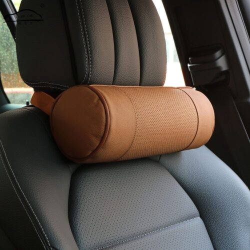 Leather cylindrical car seat pillow